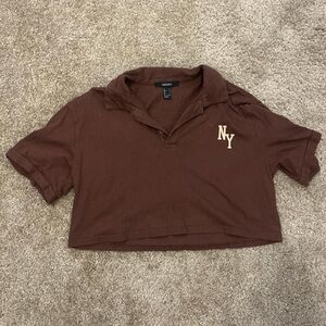 forever 21 collared polo crop top